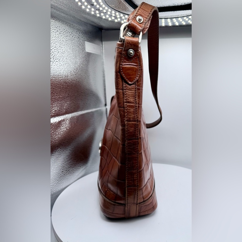 Vintage Dooney & Bourke Brown Croco Embossed Leather Hobo‎ Bag + Wallet USA - Picture 4 of 16